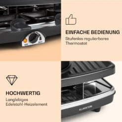 Entrecote 2-in-1 Raclettegrill & Fondue Naturstein 1100W 8 Personen -Klarstein 10022268 de 0004 logo