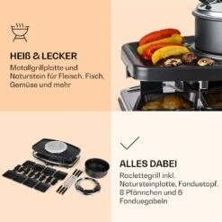 Entrecote 2-in-1 Raclettegrill & Fondue Naturstein 1100W 8 Personen -Klarstein 10022268 de 0005 logo
