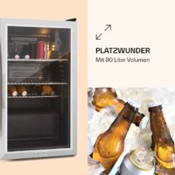 Beersafe XXL Kühlschrank 80 Liter 3 Böden Panoramaglastür Edelstahl -Klarstein 10027673 de 0004 logo