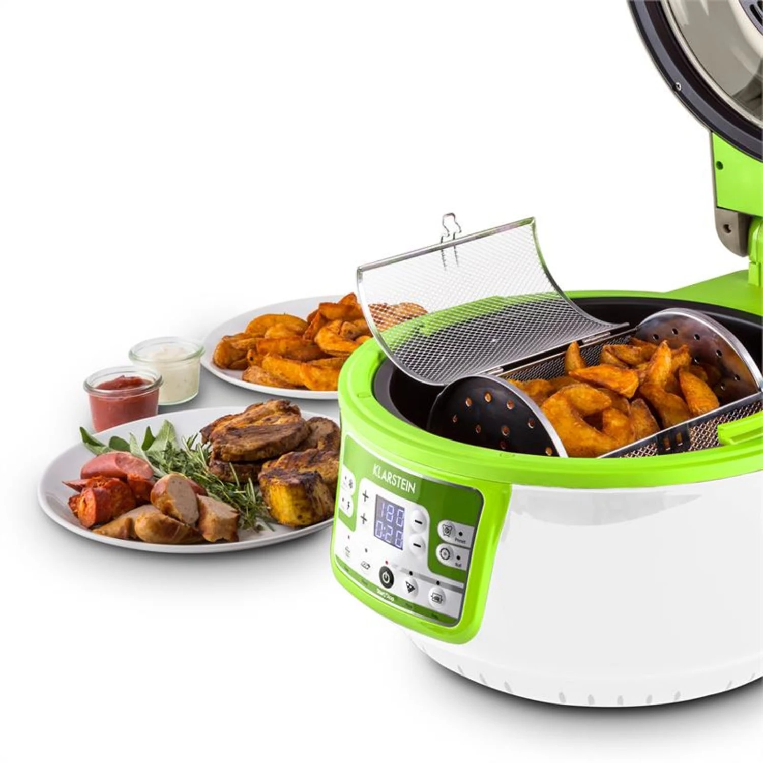 VitAir Turbo Heißluftfritteuse Grün-weiß 1400W Grillen Backen 9l 12 VitAir Turbo Heißluftfritteuse Grün-weiß 1400W Grillen Backen 9l – Bild 10