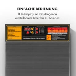 Fruit Jerky Steel 10 Dörrautomat 10 Etagen 1000 W Fläche: 1,5 M² Timer -Klarstein 10028437 de 0003 logo