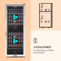 Vinamour 54 Duo Weinkühlschrank 2 Zonen 148 Ltr 54 Fl Touch-Display -Klarstein 10030714 de 0003 logo