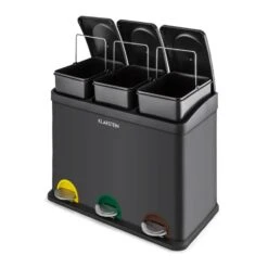 Ökosystem Mülleimer Treteimer Mülltrenner 45L (3x15 L) Schwarz -Klarstein 10031327 yy 0004 front Klarstein oekosystem Muelleimer Muelltrenner schwarz