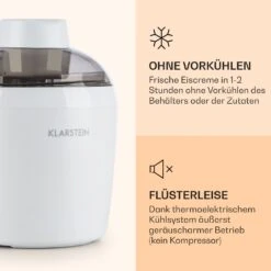 Schneeflöckchen Eiscremebereiter Thermoelektrisch 700ml Leise Weiß -Klarstein 10031663 de 0003 logo