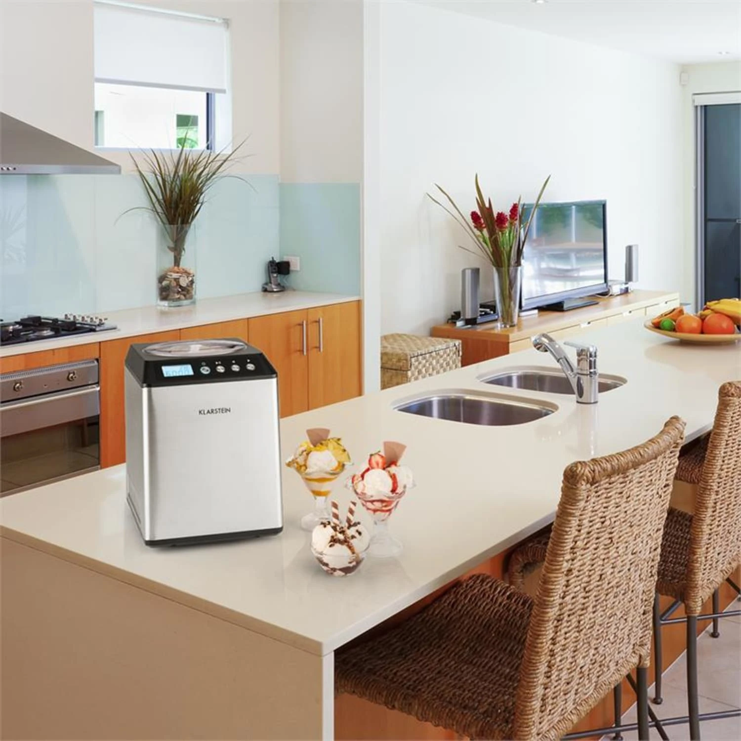 Vanilly Sky Family Eiscremebereiter Frozen Yoghurt 250W 2,5l Silber 4 Vanilly Sky Family Eiscremebereiter Frozen Yoghurt 250W 2,5l Silber – Bild 2