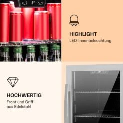 Beersafe 4XL Kühlschrank 124 Liter 4 Böden Panoramaglastür Edelstahl -Klarstein 10031929 de 0003 logo