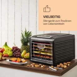 Fruit Jerky Plus 6 Dörrautomat Timer 6 Ablage 420-500 W 35-70 °C Display -Klarstein 10031935 de 0002 logo