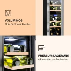Vinovilla 17 Built-In Duo Weinkühlschrank 2 Zonen 53l 17 Fl. Glastür -Klarstein 10032030 de 0006 logo