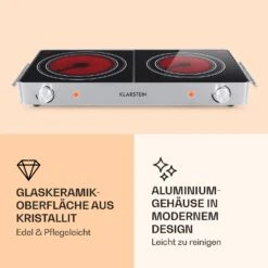 VariCook Duo Kochplatte 3000W Edelstahlgehäuse Tragegriffe 10 VariCook Duo Kochplatte 3000W Edelstahlgehäuse Tragegriffe -Klarstein 10032124 de 0003 logo