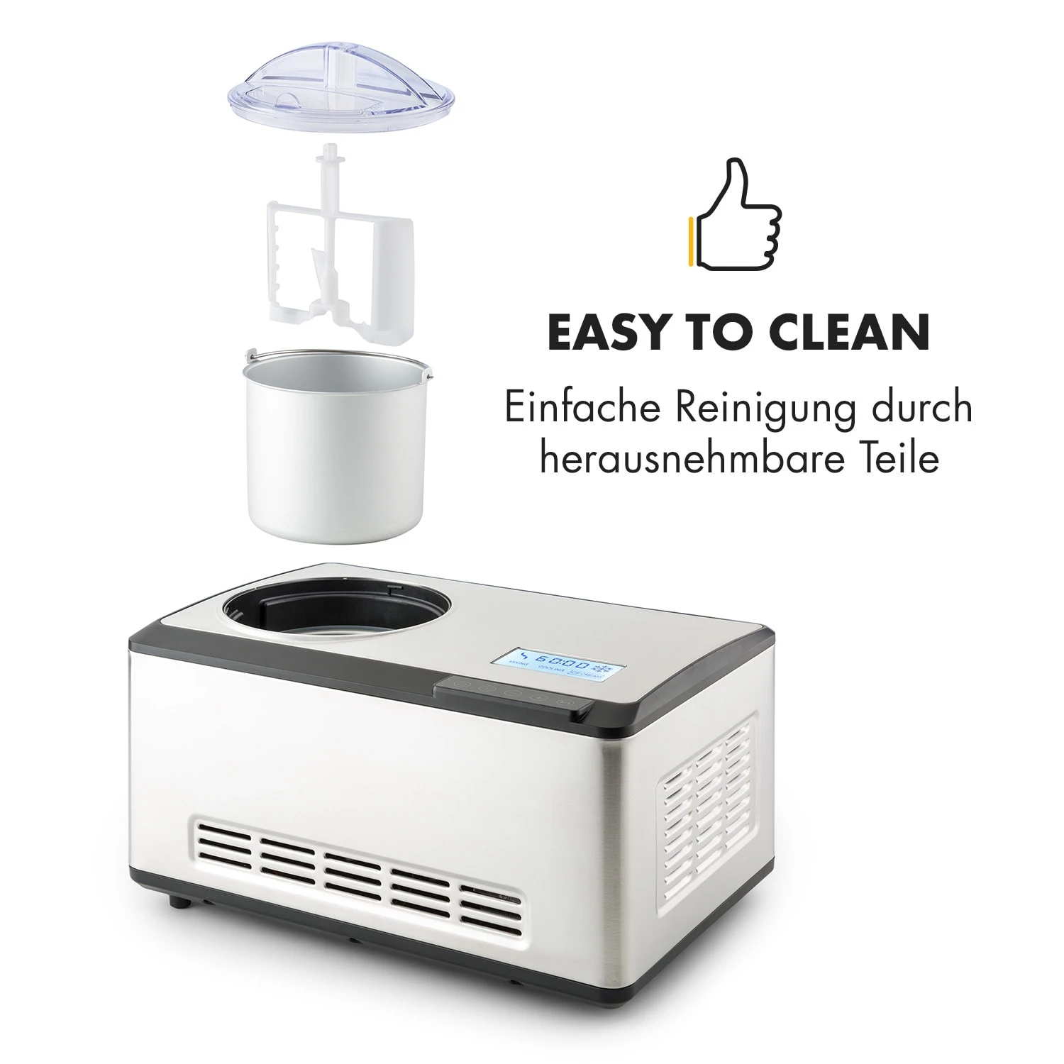 Dolce Bacio Eiscremebereiter Kompressor 2l LCD-Display Touch Edelstahl 9 Dolce Bacio Eiscremebereiter Kompressor 2l LCD-Display Touch Edelstahl – Bild 7