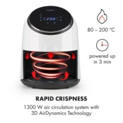 AirVital Heißluftfritteuse 1300W 2,5l CeraPlus-Antihaft Touch Weiß -Klarstein 10032331 yy 0004 logo Klarstein AirVital Heissluftfritteuse 1300W weiss reedit