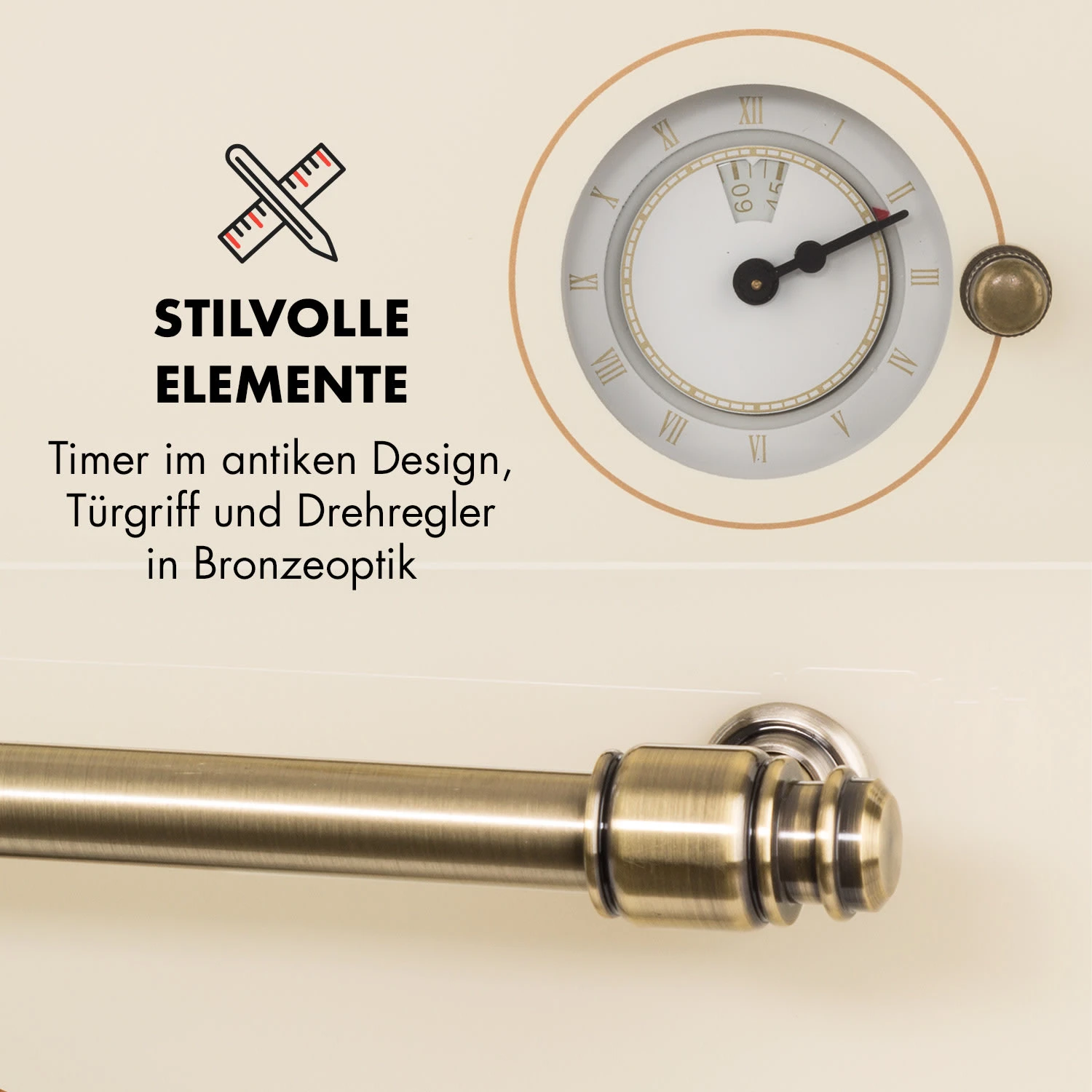 Victoria Einbaubackofen Retro-Design 9 Funktionen 50-250°C Elfenbein 8 Victoria Einbaubackofen Retro-Design 9 Funktionen 50-250°C Elfenbein – Bild 6