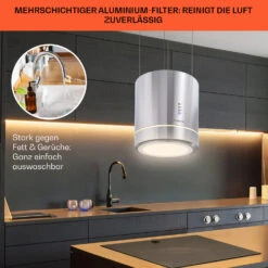 Tron Ambience Inselabzugshaube Ø38cm Umluft 540m³/h LED Edelstahl -Klarstein 10032579 de 0006 usp