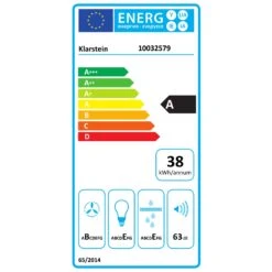 Tron Ambience Inselabzugshaube Ø38cm Umluft 540m³/h LED Edelstahl -Klarstein 10032579 energy label
