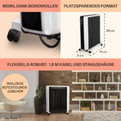 Thermaxx 2500 Ölradiator 2500W 5-35° C 24h-Timer Weiß/schwarz -Klarstein 10032775 de 0006 usp