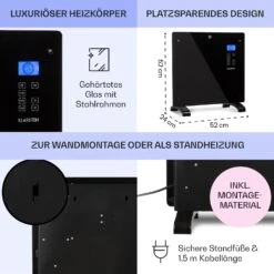 Norderney Konvektions-Heizgerät Thermostat Timer 1000W 20m² 15 Norderney Konvektions-Heizgerät Thermostat Timer 1000W 20m² -Klarstein 10032787 de 0006 usp