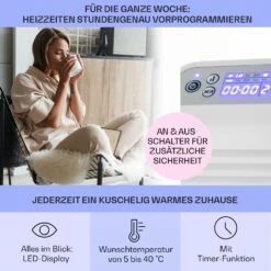 Hot Spot Slimcurve Heizgerät 80x40cm 40m² 2000W 5-40°C LED IP24 Weiß -Klarstein 10033016 de 0003 usp