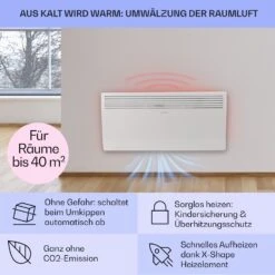 Hot Spot Slimcurve Heizgerät 80x40cm 40m² 2000W 5-40°C LED IP24 Weiß -Klarstein 10033016 de 0004 usp