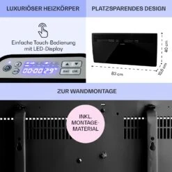 Hot Spot Slimcurve Heizgerät 80x40cm 40m² 2000W 5-40°C LED IP24 -Klarstein 10033017 de 0006 usp
