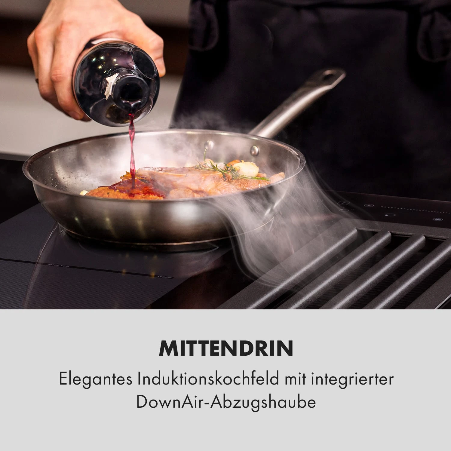Full House Down Air System Induktionsherd + Dunstabzugshaube Schwarz 4 Full House Down Air System Induktionsherd + Dunstabzugshaube Schwarz – Bild 2