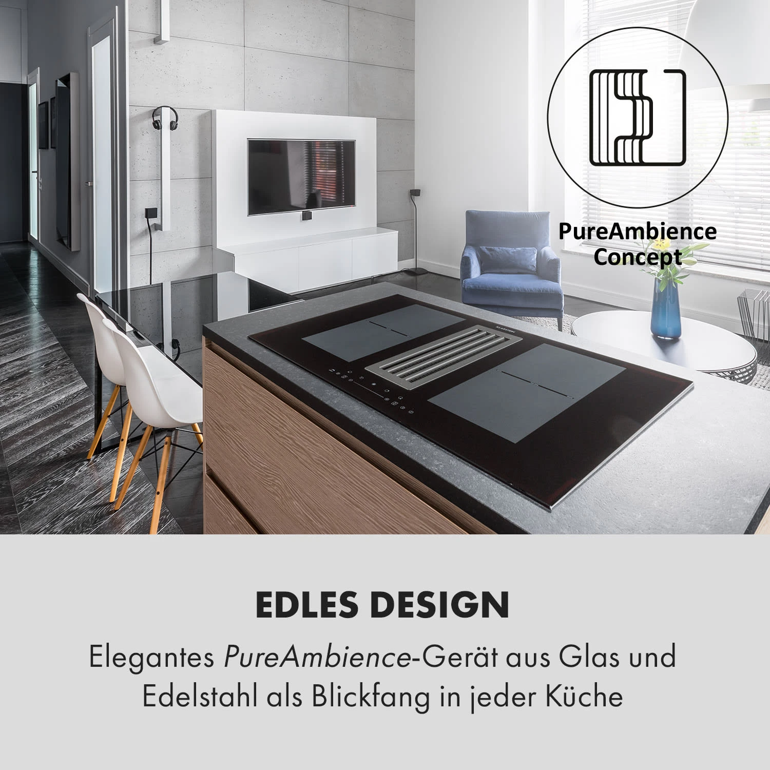 Full House Down Air System Induktionsherd + Dunstabzugshaube Schwarz 5 Full House Down Air System Induktionsherd + Dunstabzugshaube Schwarz – Bild 3