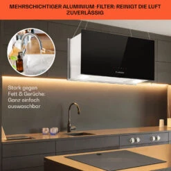 Kronleuchter L Inselabzugshaube 60cm Abluft: 590m³/h LED Touch Glas -Klarstein 10033106 de 0006 usp