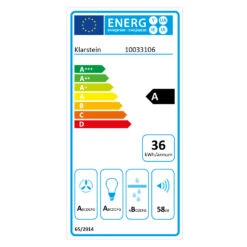 Kronleuchter L Inselabzugshaube 60cm Abluft: 590m³/h LED Touch Glas -Klarstein 10033106 energy label