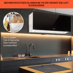 Kronleuchter XL Inselabzugshaube 90cm Umluft 590m³/h LED Touch Schwarz -Klarstein 10033108 de 0006 usp