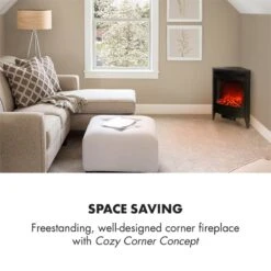 Vienna Elektrischer Eckkamin 1900W Wochentimer Fernbedienung -Klarstein 10033112 yy 0002 logo Electric Fireplace With log LED flame