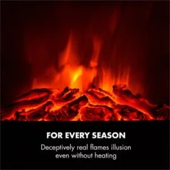 Vienna Elektrischer Eckkamin 1900W Wochentimer Fernbedienung -Klarstein 10033112 yy 0007 logo Electric Fireplace With log LED flame