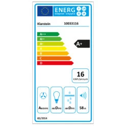 Mirage 60 Dunstabzugshaube 550m³/h Touch-Panel RGB-Ambiente-Licht Glas 21 Mirage 60 Dunstabzugshaube 550m³/h Touch-Panel RGB-Ambiente-Licht Glas -Klarstein 10033116 energy label