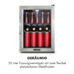 Beersafe M Kühlschrank 33 Liter 2 Böden Panoramaglastür Edelstahl -Klarstein 10033119 de 0004 logo