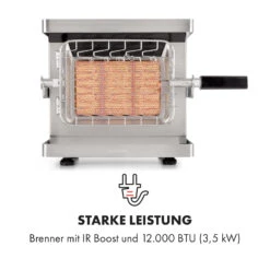 Crossfire Vertikaler Gasgrill 800°C Infrarot-Brenner 12.000 BTU Silber -Klarstein 10033288 de 0003 logo