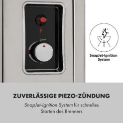 Crossfire Vertikaler Gasgrill 800°C Infrarot-Brenner 12.000 BTU Silber -Klarstein 10033288 de 0006 logo