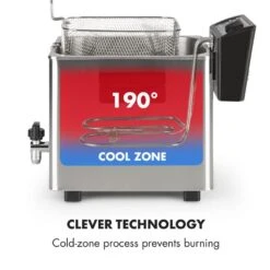 Family Fry Fritteuse 3000W Oil Drain Technology Edelstahl Silber -Klarstein 10033342 yy 0006 logo Klarstein Family Fry Fritteuse 3000W silber