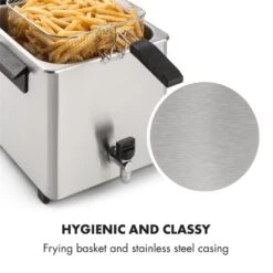 Family Fry Fritteuse 3000W Oil Drain Technology Edelstahl Silber -Klarstein 10033342 yy 0008 logo Klarstein Family Fry Fritteuse 3000W silber
