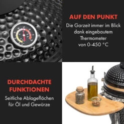 Queensize Kamado Grill Thermometer Abnehmbare Seitenteile Schwarz -Klarstein 10033377 de 0006 logo