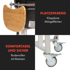 Queensize Kamado Grill Thermometer Abnehmbare Seitenteile Schwarz -Klarstein 10033377 de 0007 logo