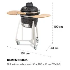 Queensize Kamado Grill Thermometer Abnehmbare Seitenteile Schwarz -Klarstein 10033377 de 0010 logo