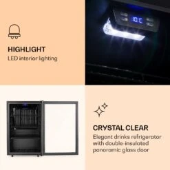 Beersafe 5XL Kühlschrank 148 Liter 3 Böden Panoramaglastür Edelstahl -Klarstein 10033435 uk 0004 logo