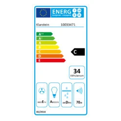Contempo Neo Unterbau-Abzugshaube 60cm 175m³/h Edelstahl LED Acryl -Klarstein 10033471 energy label
