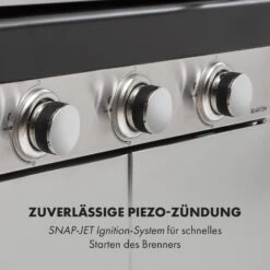 Gazooka 3.0T BBQ Grill 3x3kW Brenner 4 Rollen Edelstahl -Klarstein 10033533 de 0008 logo