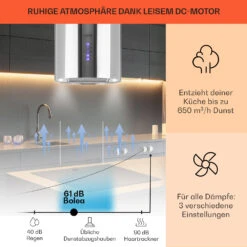 Beretta Inselabzugshaube Ø35cm Ab-/Umluft 650m³/h LED Edelstahl -Klarstein 10033717 de 0003 usp