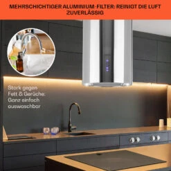 Beretta Inselabzugshaube Ø35cm Ab-/Umluft 650m³/h LED Edelstahl -Klarstein 10033717 de 0006 usp
