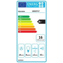 Beretta Inselabzugshaube Ø35cm Ab-/Umluft 650m³/h LED Edelstahl -Klarstein 10033717 energy label
