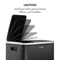 Trash Gordon Treteimer 30L / 2x15L Geräuschlos PP Edelstahl Schwarz -Klarstein 10033721 de 0003 logo