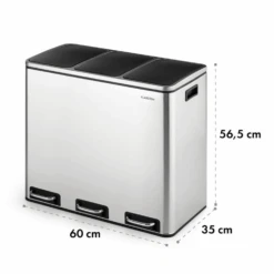 Grandmaster Trash Treteimer 54l / 3x18L Geräuschlos PP Edelstahl -Klarstein 10033726 yy 0006 logo Klarstein Grandmaster Trash Treteimer 54l