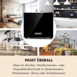 Frosty Mini-Kühlschrank EEC A Spiegelglastür 10 Liter Schwarz -Klarstein 10033836 de 0006 logo