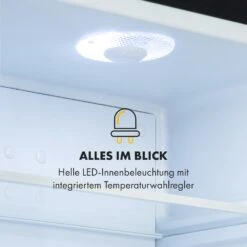 Frosty Mini-Kühlschrank EEC A Spiegelglastür 10 Liter Schwarz -Klarstein 10033836 de 0007 logo