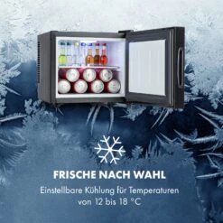 Frosty Mini-Kühlschrank EEC A Spiegelglastür 10 Liter Schwarz -Klarstein 10033836 de 0008 logo